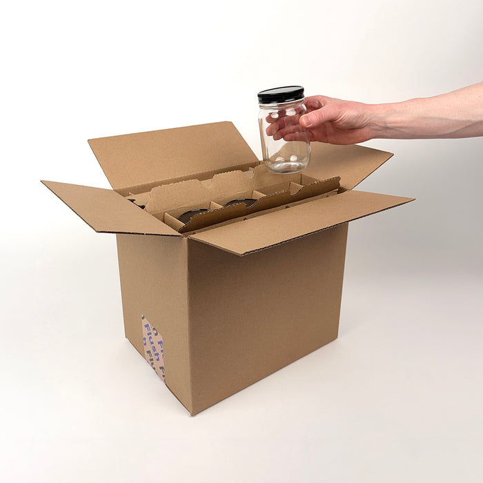 14 oz Economy Round Glass Jar 12-Pack Shipping Box unboxing 2