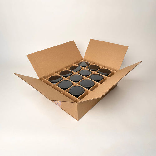 16 oz Straight Sided Glass Tall Jar 12-Pack Shipping Box available from Flush Packaging