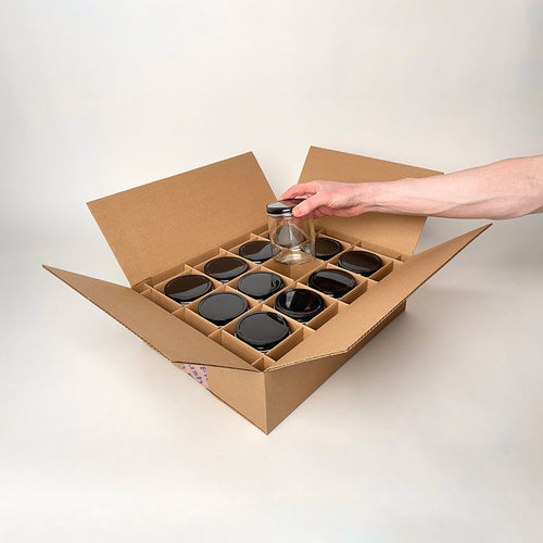 16 oz Straight Sided Glass Tall Jar 12-Pack Shipping Box unboxing