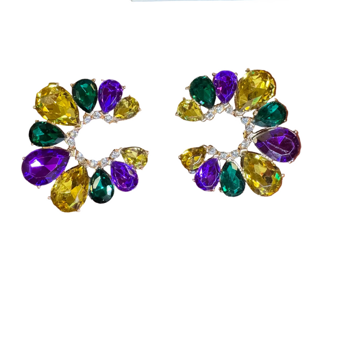 C-Shape Rhinestone Earrings