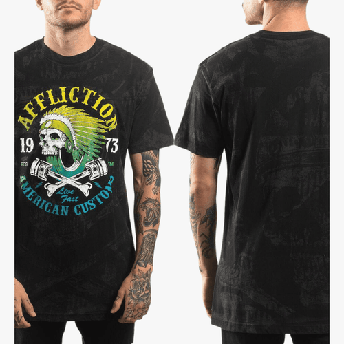Affliction Mens Drive Speed Short Sleeve Tee Charcoal Black Affliction