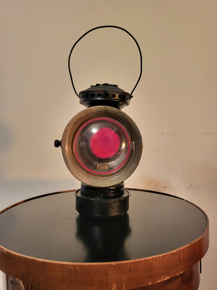 Antique 1914 Dietz Eureka Kerosene Tail Lamp – Rare Ruby Red Lens