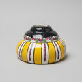 Antique Aladin France Porcelain Inkwell Art Deco Ceramic Encrier Yellow Black Signed