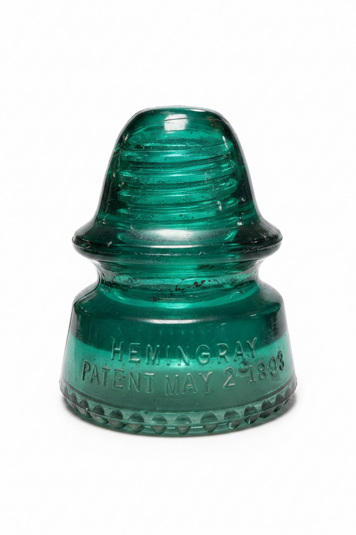 Antique Hemingray No 19 Glass Insulator Dark Green Emerald Patent May 2 1893, CD 162 Telegraph Telephone Electric Pole Glass, Industrial Decor Paperweight