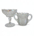 Antique Imperial Glass Mogul Star File 2pc Set Sugar Bowl & Pedestal Compote 612 EAPG