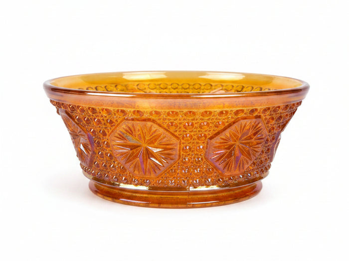 Antique Imperial Glass "Star Medallion" Amelia Marigold Carnival Glass Bowl