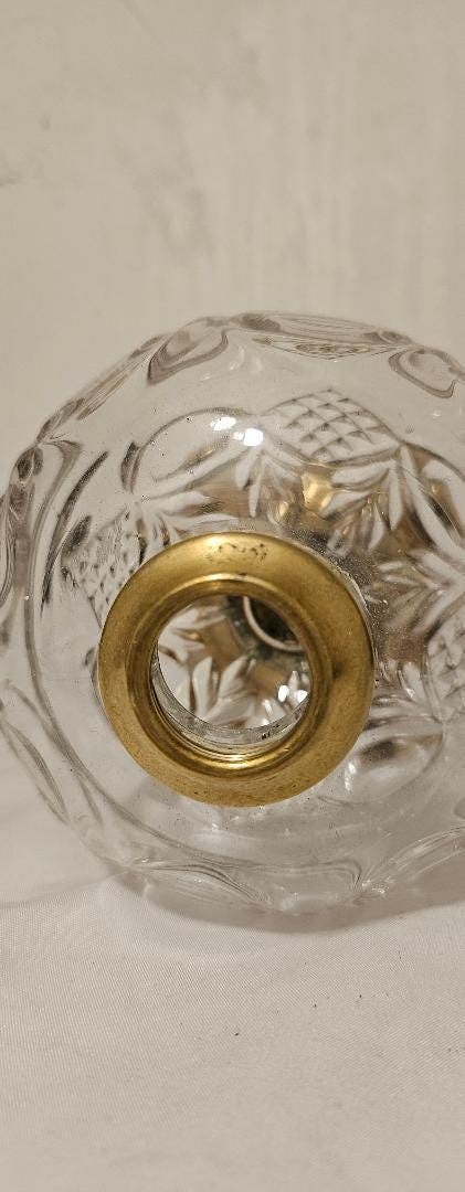 Antique Oil Lamp 1865 Ring Punty Sawtooth Marble Base Brass Stem