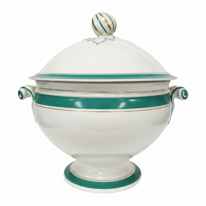 Antique Old Paris Porcelain Covered Soup Tureen – Emerald Green & Gold
