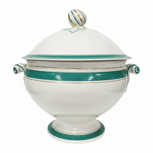 Antique Old Paris Porcelain Covered Soup Tureen – Emerald Green & Gold