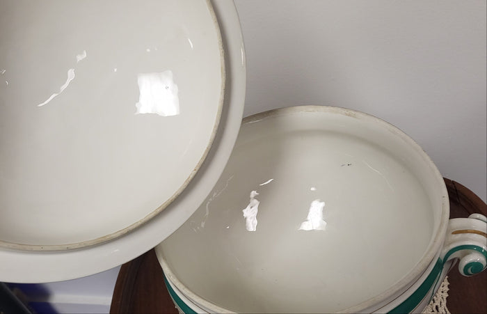 Antique Old Paris Porcelain Covered Soup Tureen – Emerald Green & Gold