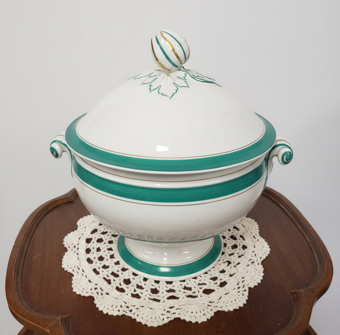 Antique Old Paris Porcelain Covered Soup Tureen – Emerald Green & Gold