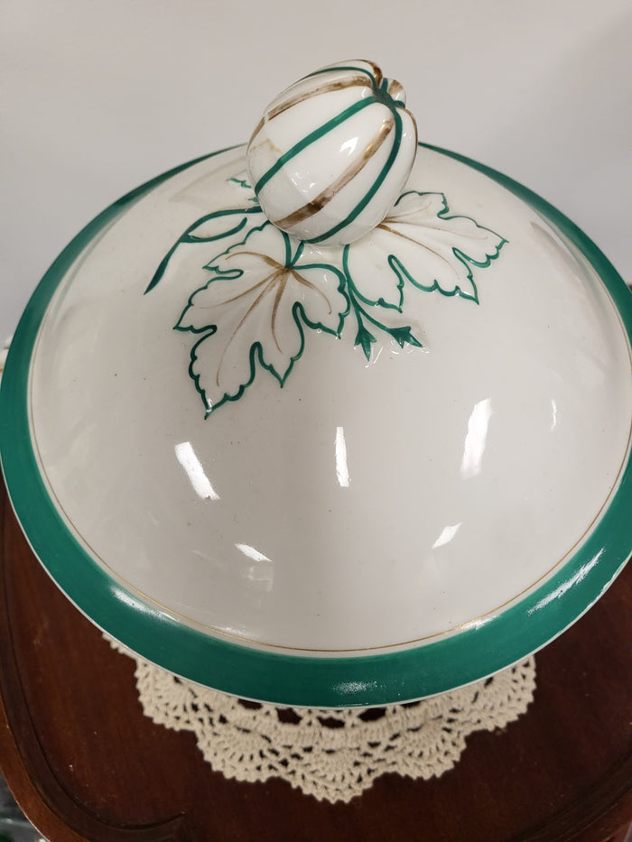 Antique Old Paris Porcelain Covered Soup Tureen – Emerald Green & Gold