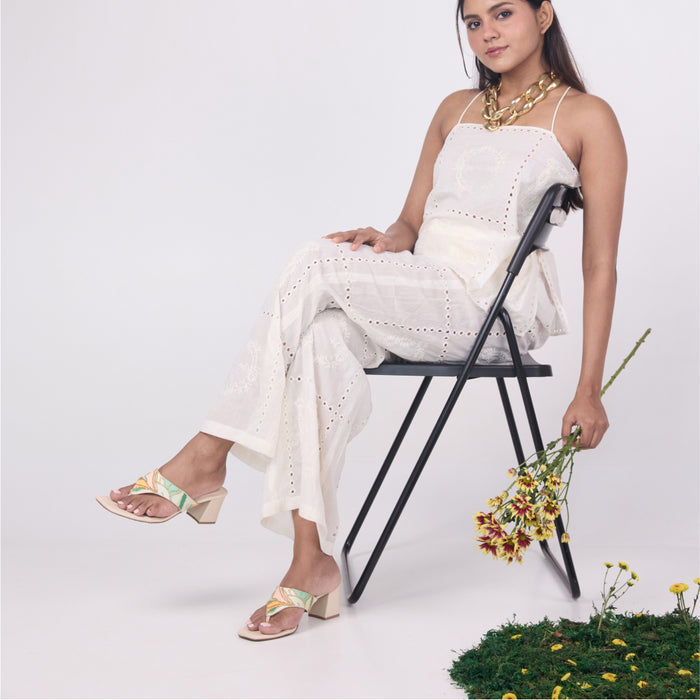 Beaded Bloom Thong Heel