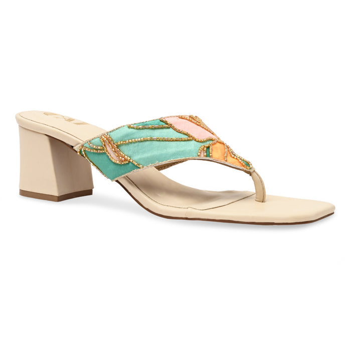 Beaded Bloom Thong Heel