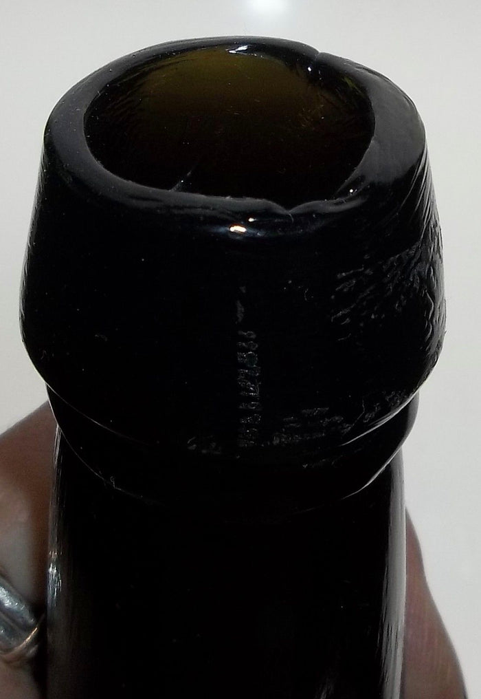 Beautiful Black Glass "PATENT" 1860s Applied Lip Ale Bottle