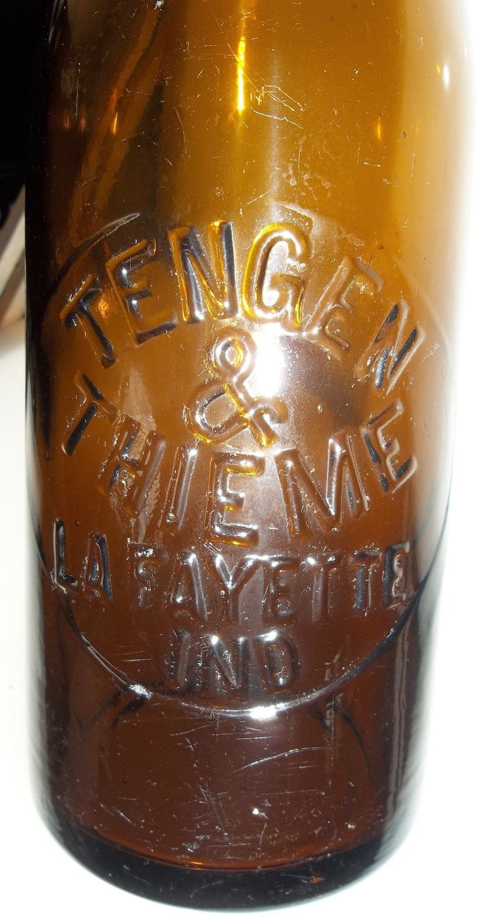 Beautiful Olive Amber Quart Blob Top Beer Bottle from Lafayette Indiana