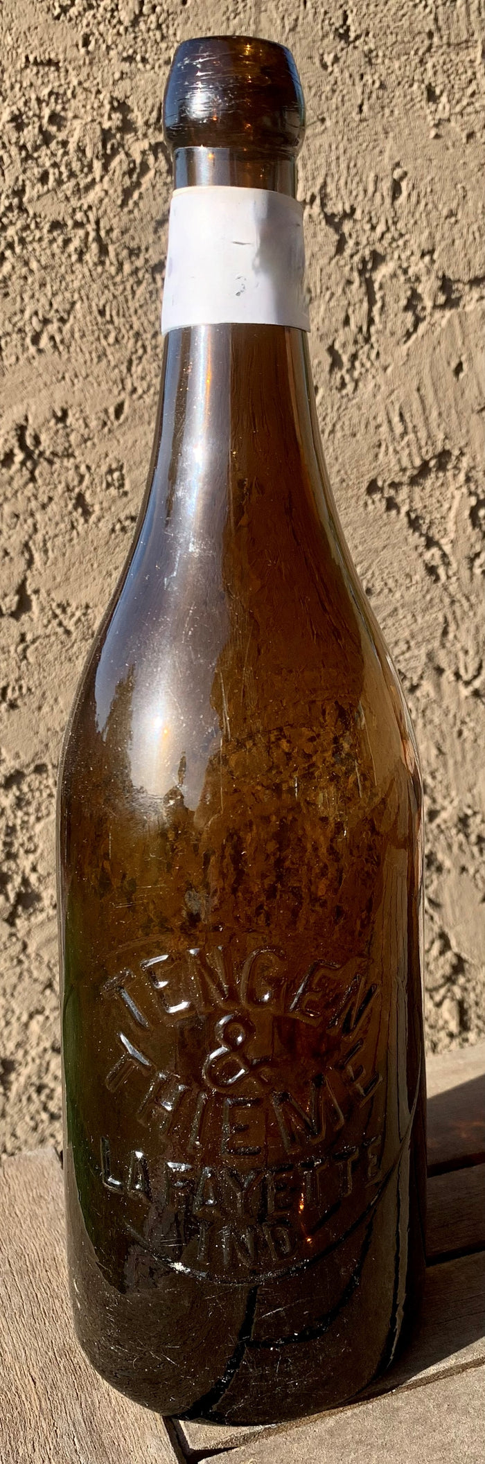Beautiful Olive Amber Quart Blob Top Beer Bottle from Lafayette Indiana