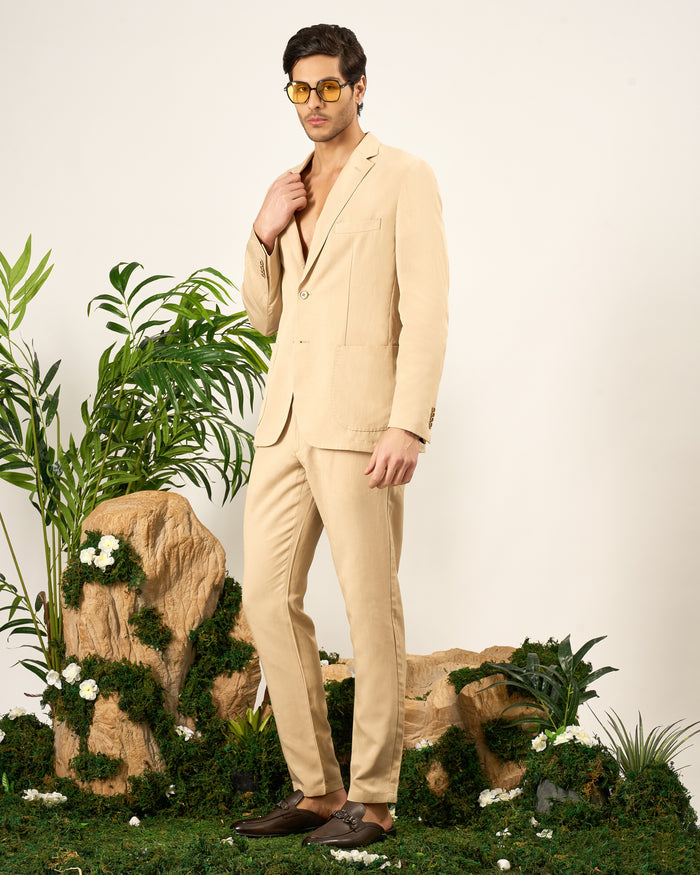 Beige Linen Blend Sports Jacket
