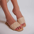 Beige Thread Sequin Flat