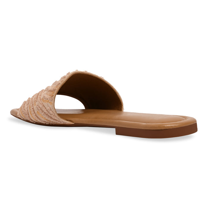 Beige Thread Sequin Flat