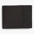 Billabong Downtown Slim Line Wallet Black Grain, featuring a sleek design with distinct grain and smooth leather textures.