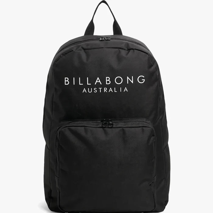 Black Billabong Serenity backpack, made of durable fabric, featuring a large main compartment and a front zippered pocket