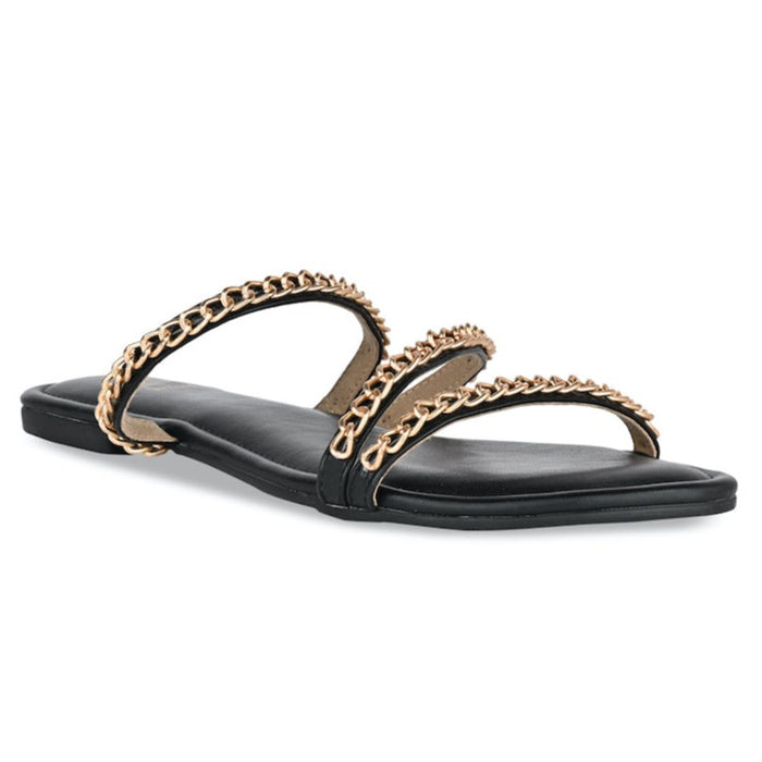 Black Chained Flats