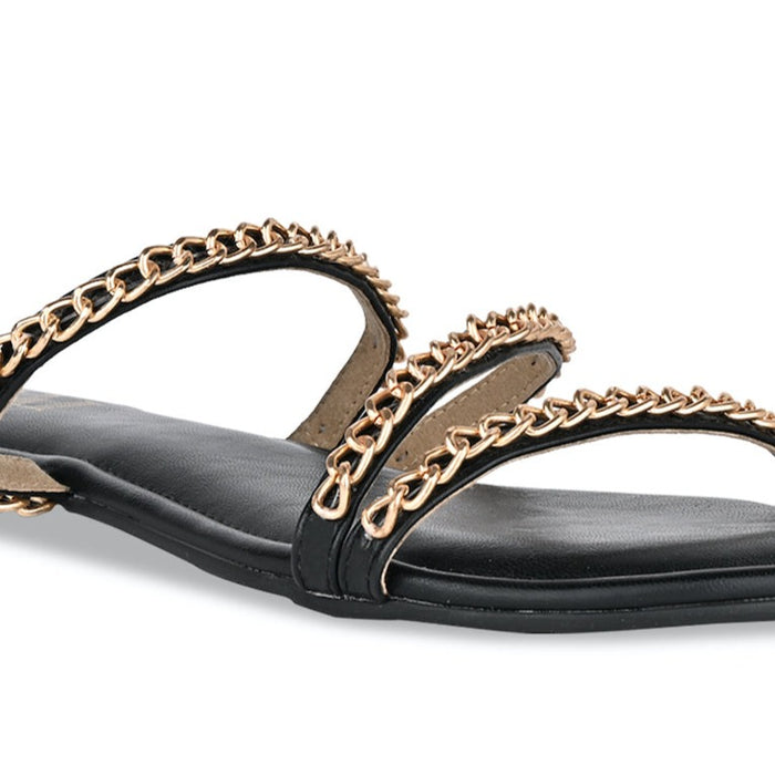 Black Chained Flats