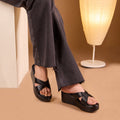 Black Cross Strap Platform