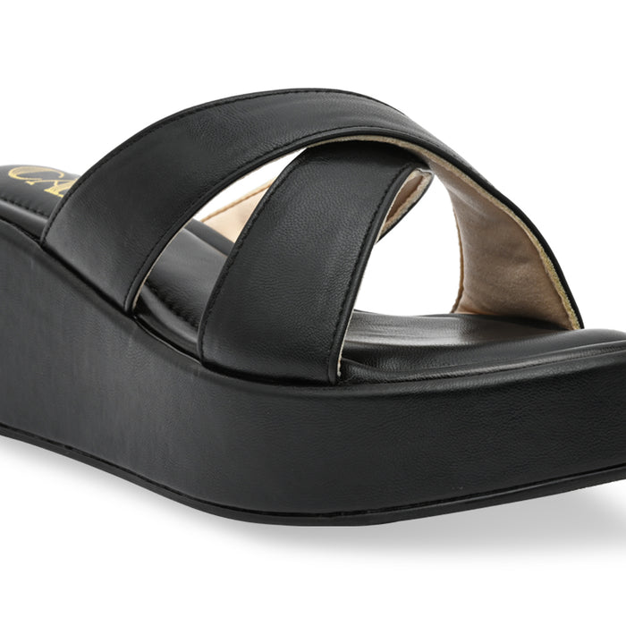 Black Cross Strap Platform