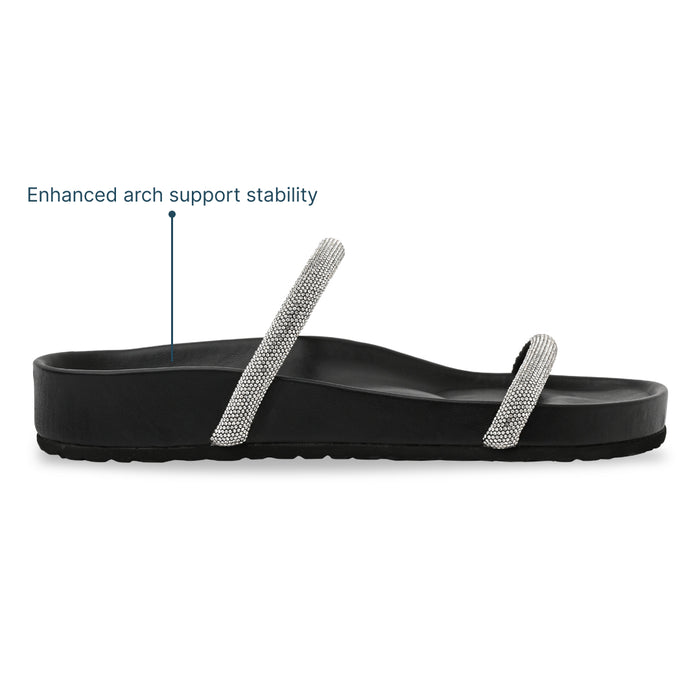 Black Shine Strap Flats