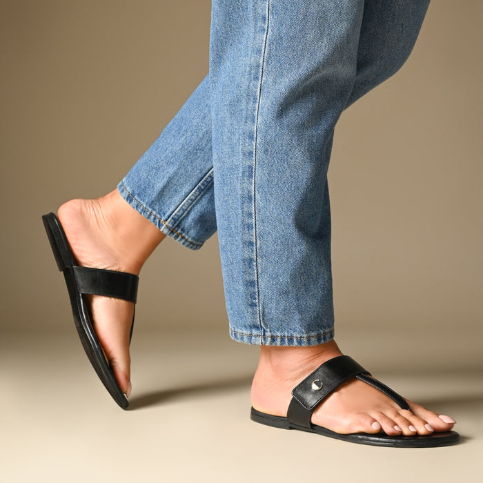 Black T-Strap Flats