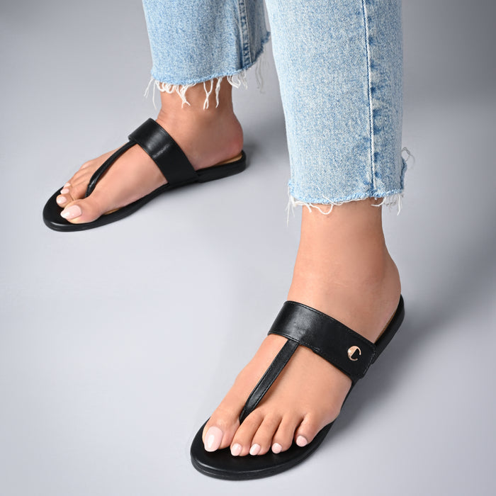 Black T-Strap Flats