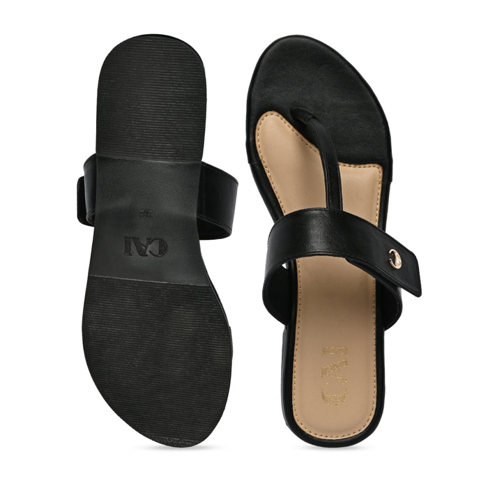 Black T-Strap Flats