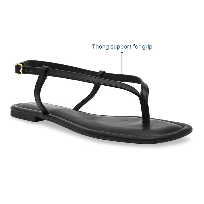 Black Thong Backstrap Flats