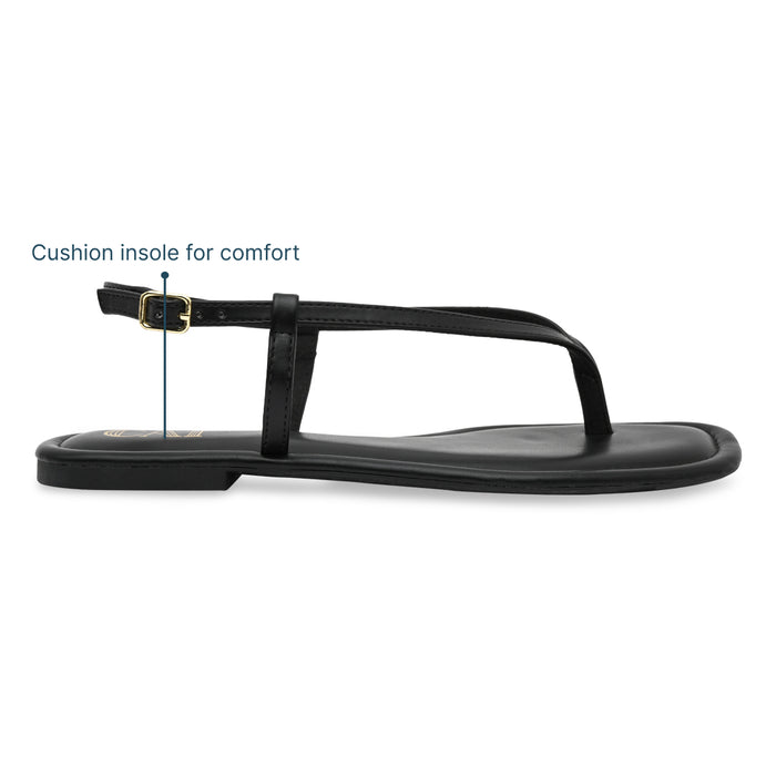 Black Thong Backstrap Flats