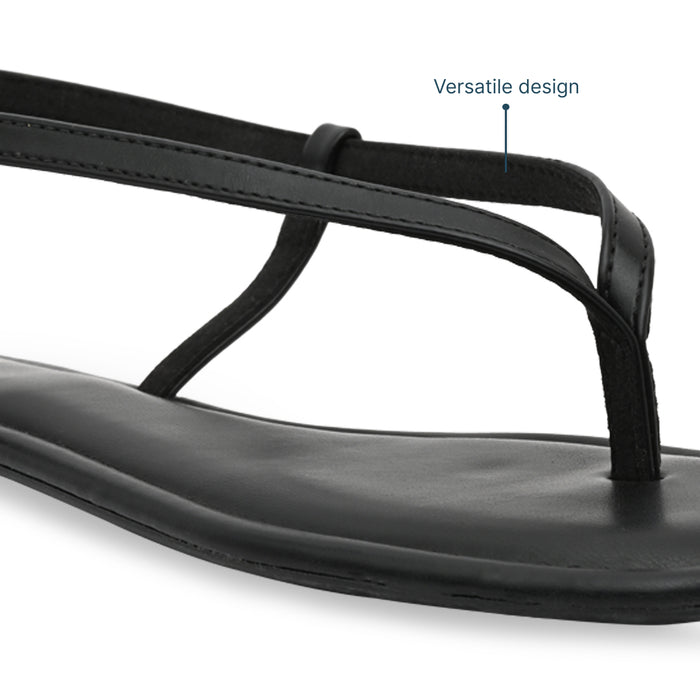 Black Thong Backstrap Flats
