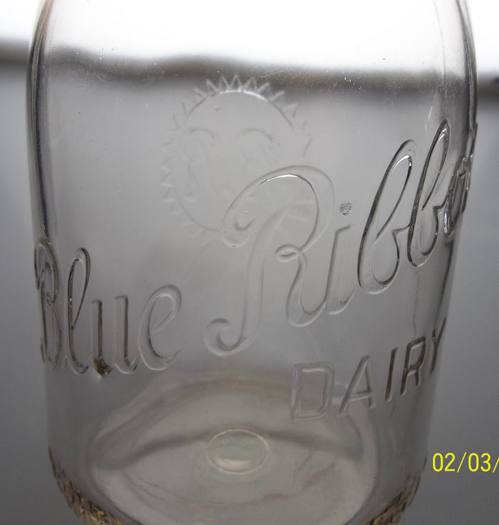 Blue Ribbon Dairy Milk Bottle from Syracuse, New York