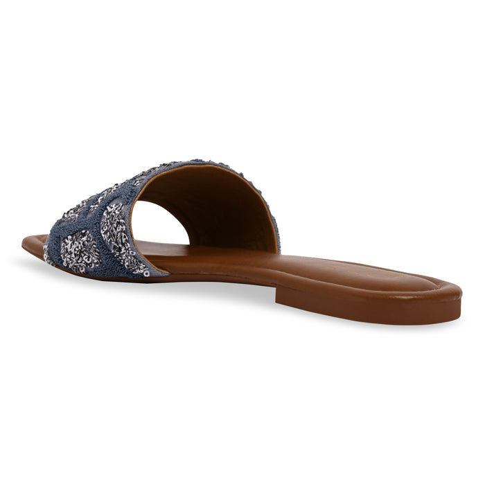 Blue Thread Sequin Flat