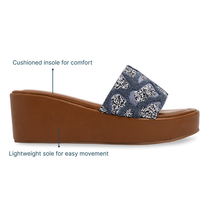 Blue Thread Sequin Platform