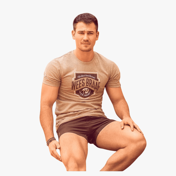 Boerboel Mens Premium Cotton Braaf Short Sleeve Tee Sand | Boerboel