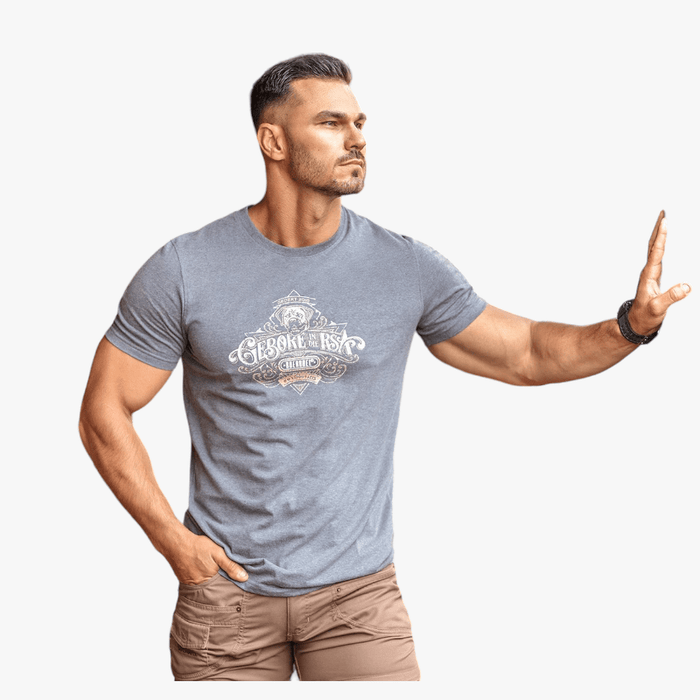 Boerboel Mens Premium Cotton Gebore Short Sleeve Tee Blue Mel Boerboel