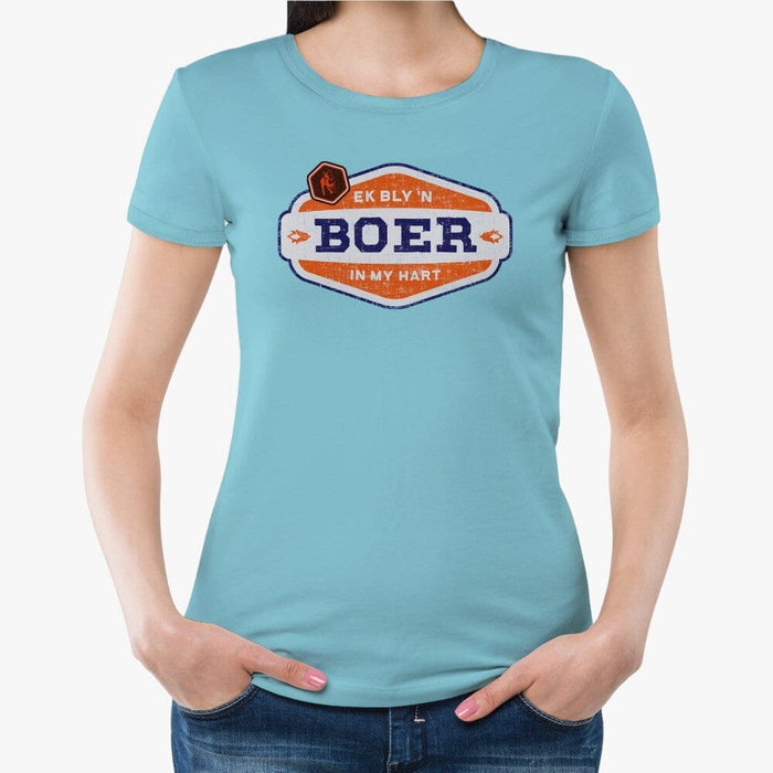 Boerboel Womens Premium Cotton Boer Short Sleeve Tee Light Blue Boerboel