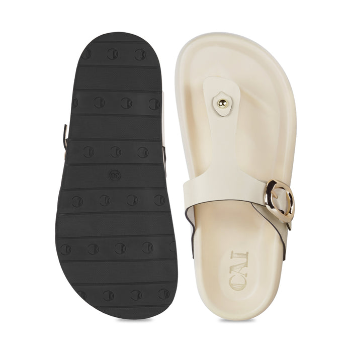 BoldStep Cream Thong Platforms