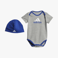 adidas Boys Essentials Big Logo Bodysuit And Beanie 2Pc Crib Gift Set Kids Grey adidas