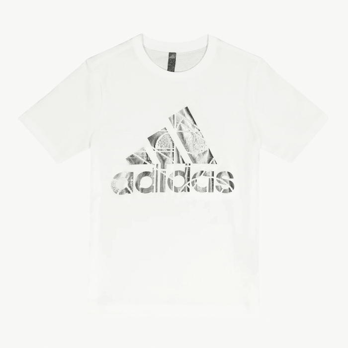 adidas Boys Foil Badge Of Sport Graphic Short Sleeve Tee White adidas