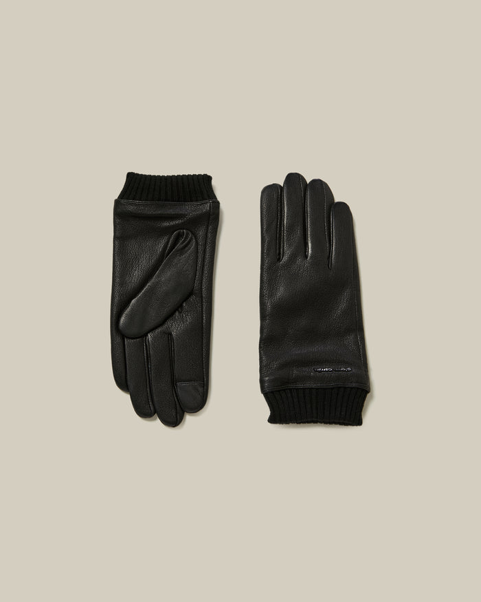 Brand Embellished Leather Gloves