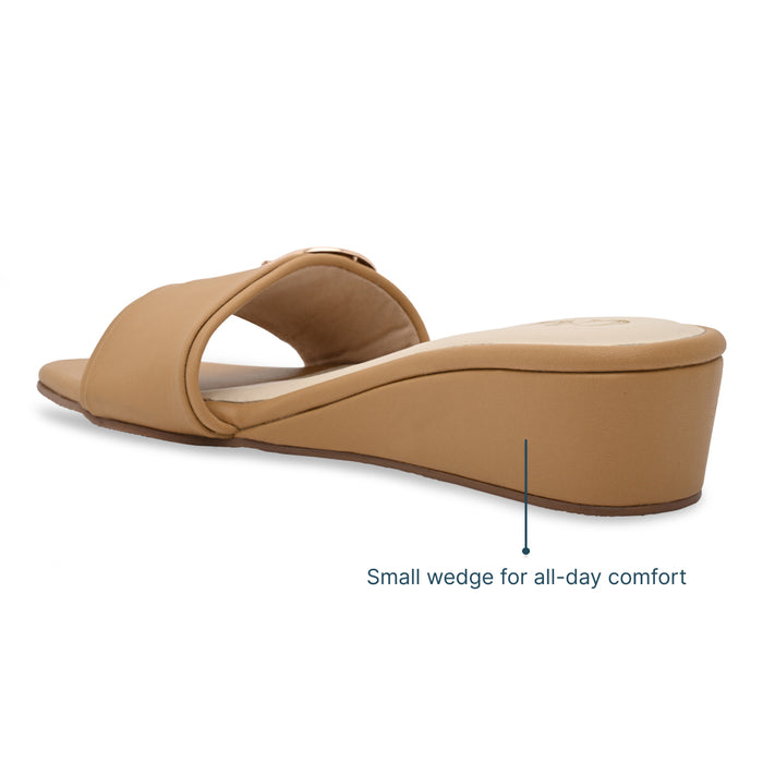 Buckled Tan Strap Wedge
