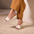Buckled White Strap Wedge