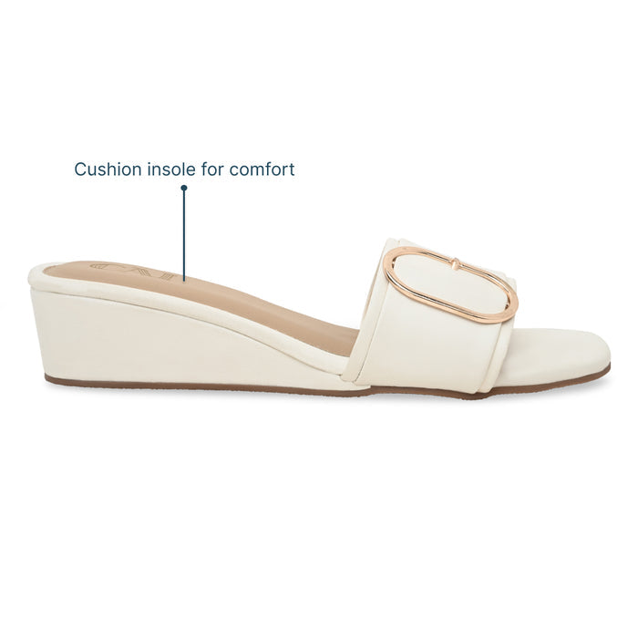 Buckled White Strap Wedge